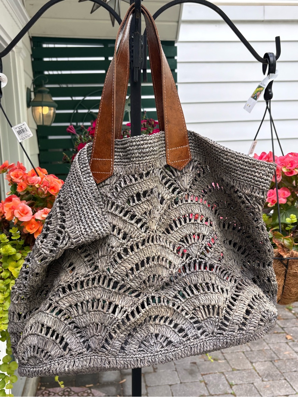2/$10 Gray Straw Tote